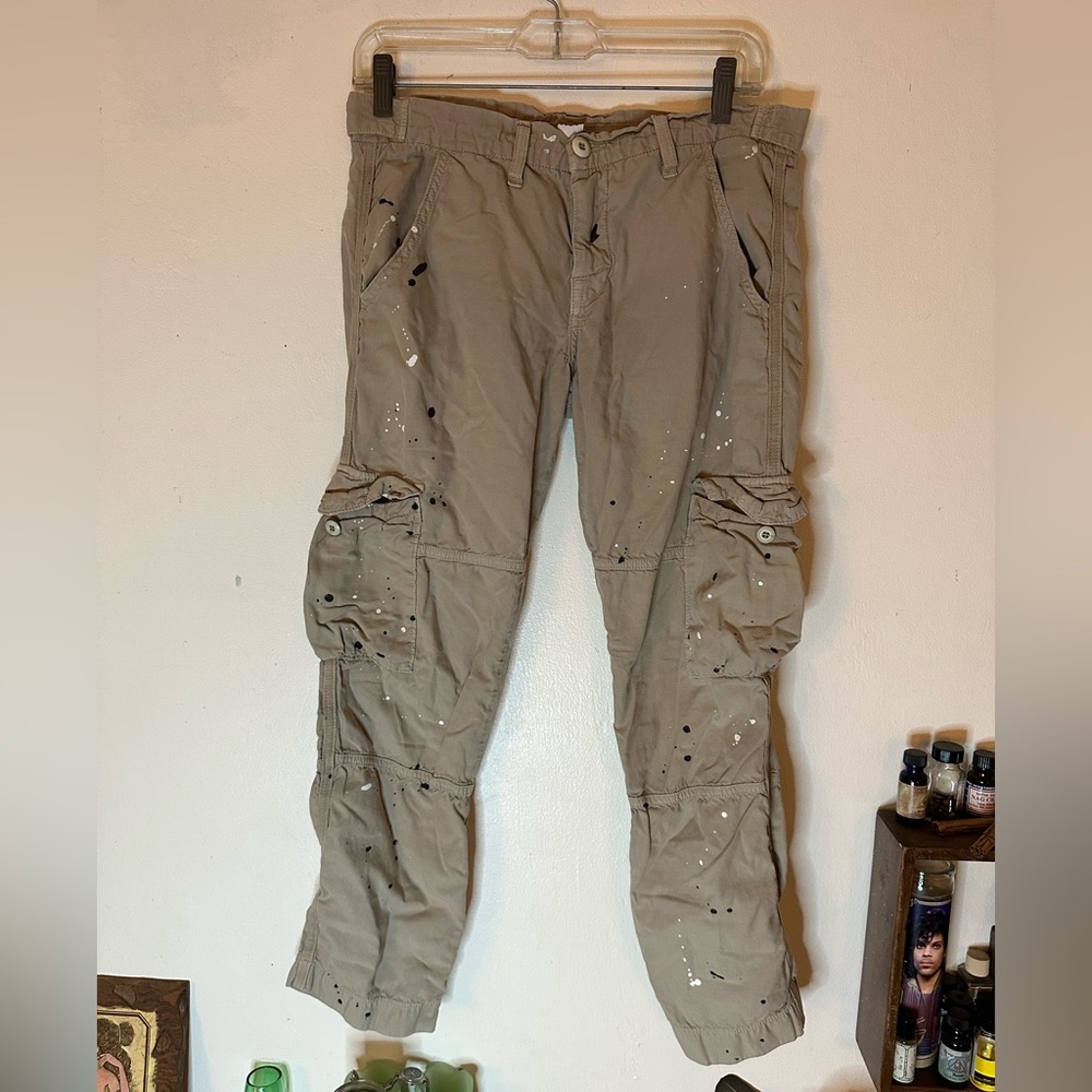 NSF Khaki Cargo Pants with Paint Splatter The Basquiat Size 26
